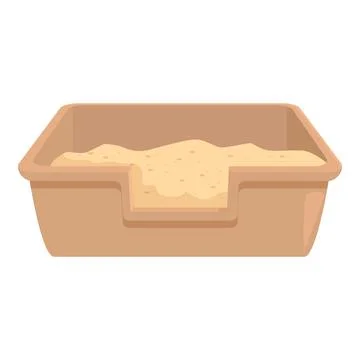 Cat litter box full of sand being ready for using by domestic animal Stock Illustration