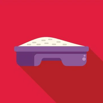 Cat litter box full of sand on pink background Stock Illustration
