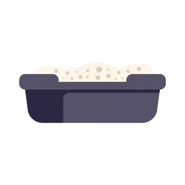 Cat litter box full of sand for feline hygiene Stock Illustration
