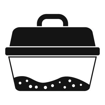 Cat litter box with handle for keeping cleanliness icon simple style Illustration