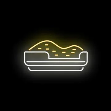 Cat litter box neon glowing icon concept Stock Illustration