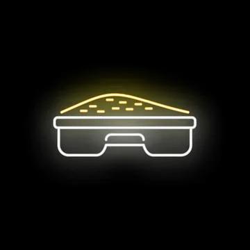 Cat litter box neon glowing icon design Stock Illustration