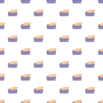 Cat litter box seamless pattern with paw Stock Illustration