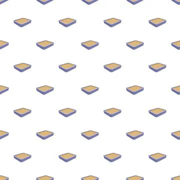Cat litter boxes pattern on white background Stock Illustration