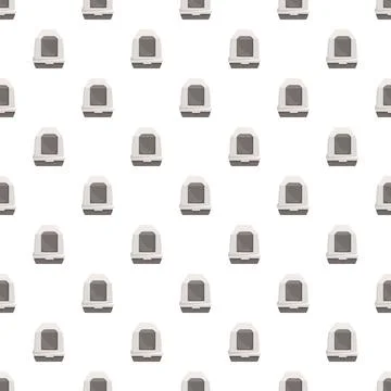Cat litter boxes seamless pattern for pet care Stock Illustration
