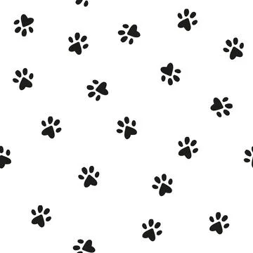 Cat little paws seamless pattern on beige background Stock Illustration