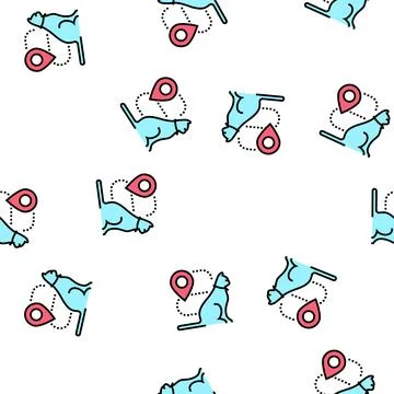 Cat location information vector seamless pattern Stock Illustration