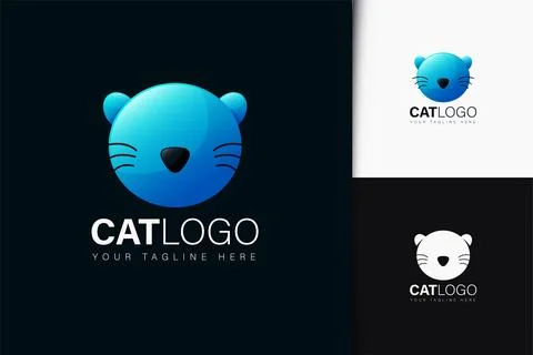 Cat logo design with gradient Stock Illustration