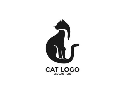 Cat logo design vector, cat silhouette logo vector template Stock Illustration