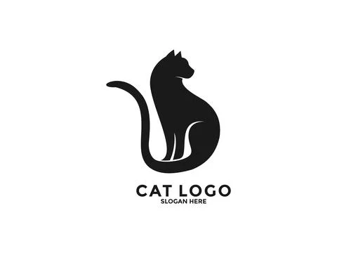 Cat logo design vector, cat silhouette logo vector template Illustrazione stock