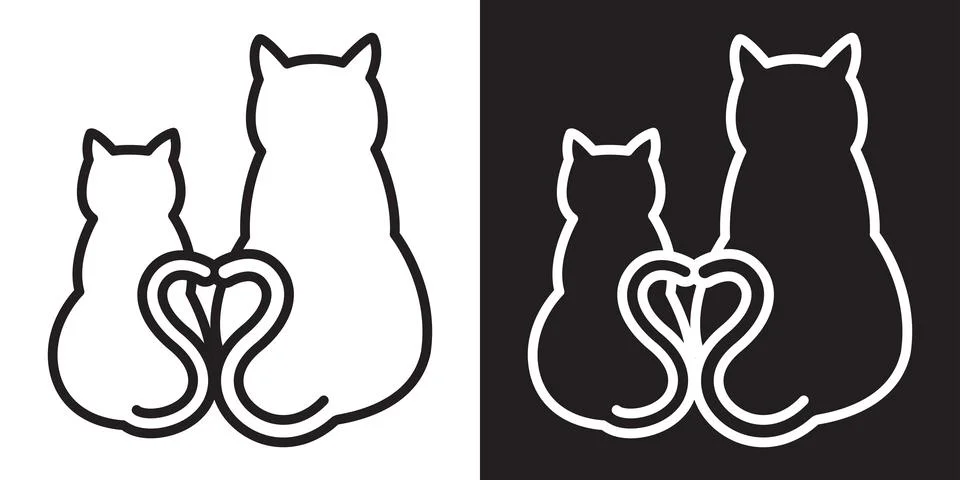 Cat logo kitten vector icon heart valentine illustration character Stock Illustration