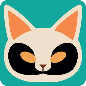 Cat logo over blue rounded corner square Stock Illustration