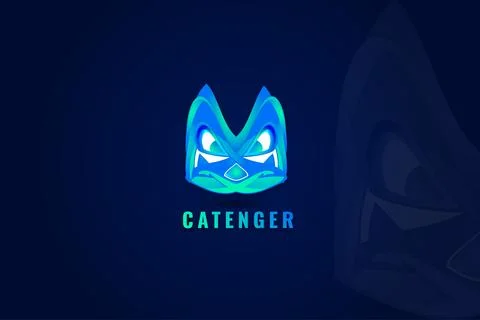 Cat logo template creative modern abstract gradient color powerful fighter Stock Illustration