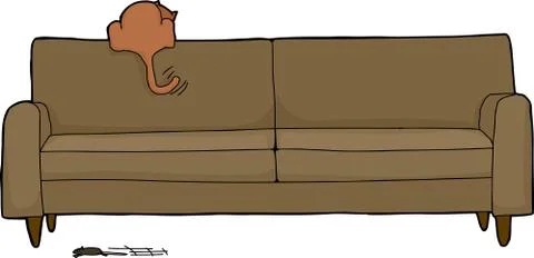Cat Looking For Mouse Illustrazione stock