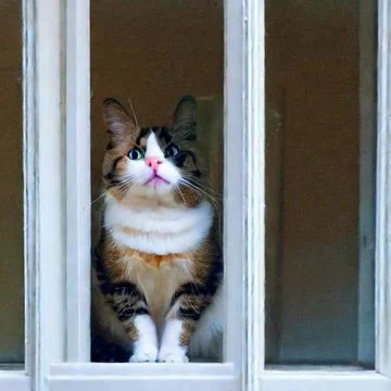 Cat looks out the window Stock Photos