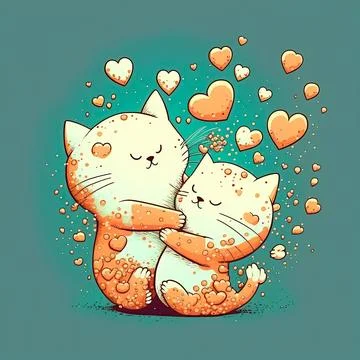 The Cats are Kissing. Icon for the Day of Lovers Stock