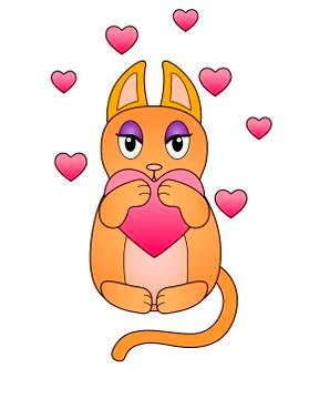 Cat in love - vector full color picture for Valentine's Day. Stock Illustration