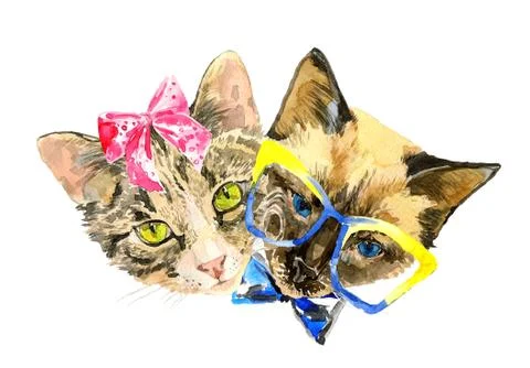 Cat lovers celebrate Valentines day Stock Illustration