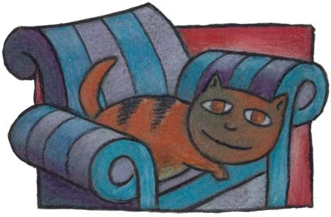 A cat lying in an armchair Stock Illustration