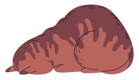 Cat lying with face down, cat rests forehead and nose on floor Illustrazione stock