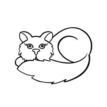 Cat lying face down. Line drawing on white background. Vector illustration Stock Illustration