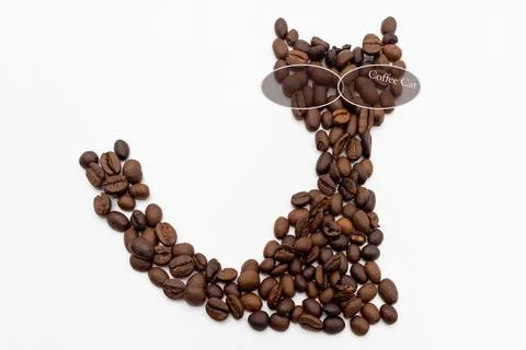Cat made from coffee beans Foto stock