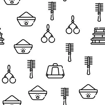Cat Market Accessory Vector Seamless Pattern Stock Illustration