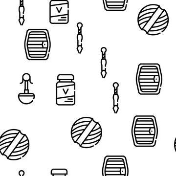Cat Market Accessory Vector Seamless Pattern Stock Illustration