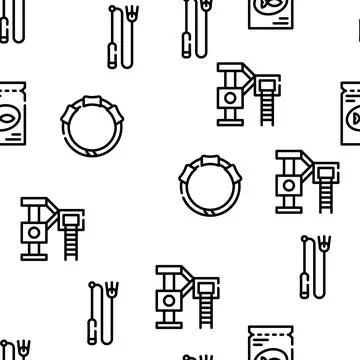 Cat Market Accessory Vector Seamless Pattern イラスト素材