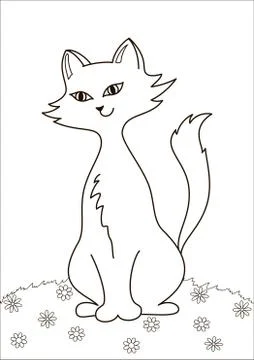 Cat on meadow, contours Illustrazione stock