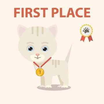 Cat with medal Stock Illustration