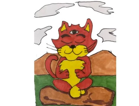 Cat Meditating In Peace Stock Illustration