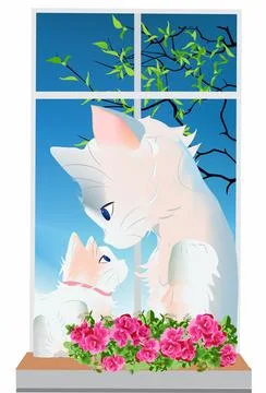 Cat meeting, Stock Illustration