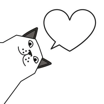 Cat meme with heart shaped speech bubble Stock Illustration