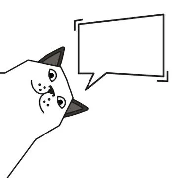 Cat meme with speech bubble islated on white Stock Illustration