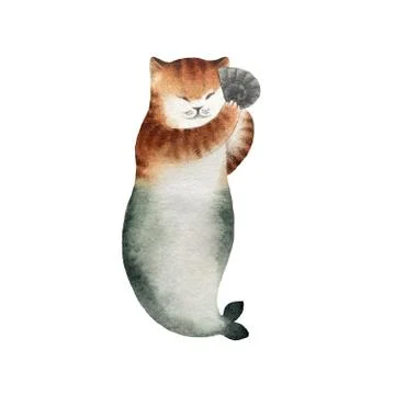 Cat mermaid Stock Illustration
