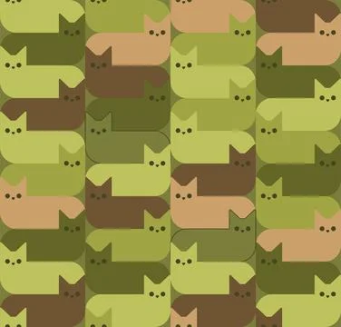 Cat Military Pattern seamless. pet soldier and protective Background. Army .. Stock Illustration