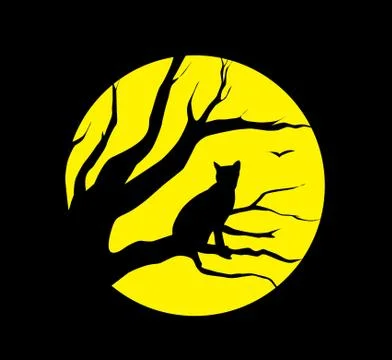 Cat at the moon Illustrazione stock