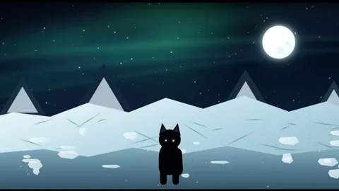Cat Motion Background in Greenland Daytime Arctic Landscape Stock Footage 345589663