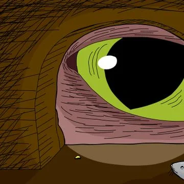 Cat at mouse hole Stock Illustration