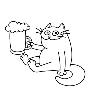 Cat with a mug of beer. vector illustration Stock Illustration