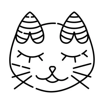 Cat muzzle, black line illustration Stock Illustration