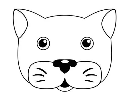 Cat muzzle - vector linear illustration for coloring. Kitten head - cute picture Illustrazione stock