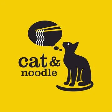 Cat Noodle Logo Stock Illustration