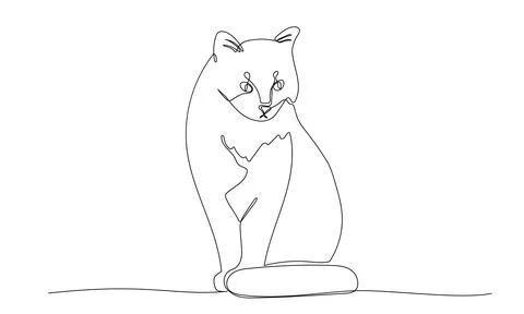 Cat one continuous line illustration. Hand drawn doodle sketch of animal, pet イラスト素材
