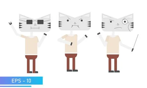 Cat or tiger simple colors. Emotional cool, angry and really smart. Symbol of Stock Illustration