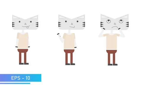 Cat or tiger simple colors. Emotional fanny, hello and thinks. Symbol of 2022 Stock Illustration