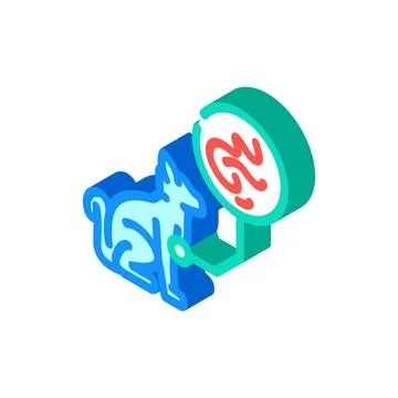 Cat parasite worm isometric icon vector illustration Stock Illustration