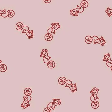 Cat parasite worm line vector seamless pattern Stock Illustration