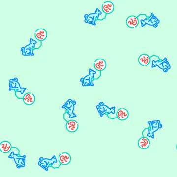 Cat parasite worm vector seamless pattern イラスト素材